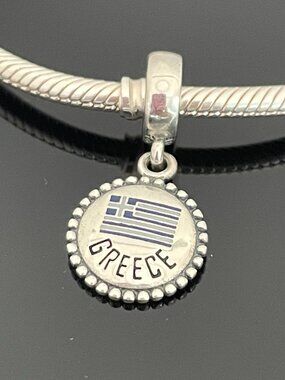 Original Pandora Greece Flag Dangle Charm